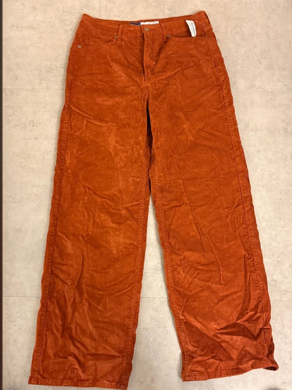 NWT Old Navy High-Waisted Sky-Hi Wide Leg Corduroy Pants Size 10 Rust Orange